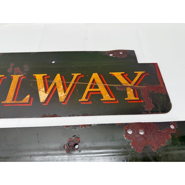 Black 2 Pc, Antique Original Railway Express Agency Porcelain Signs For Sale - Image 8 of 8