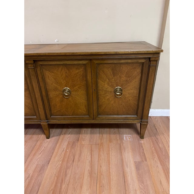 Mid-Century Modern 1960s Baker Furniture Walnut Credenza With Brass Pulls For Sale - Image 3 of 10