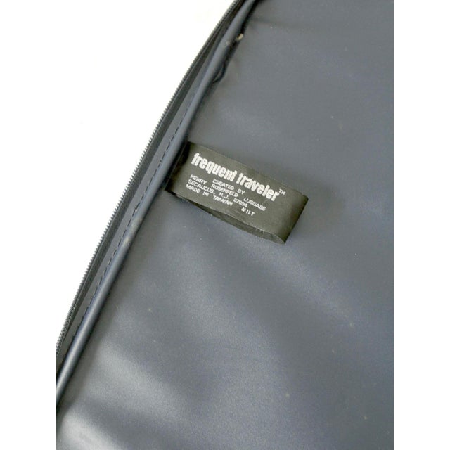 1980s Frequent Traveler Blue Tweed Rolling Suitcase For Sale - Image 6 of 12