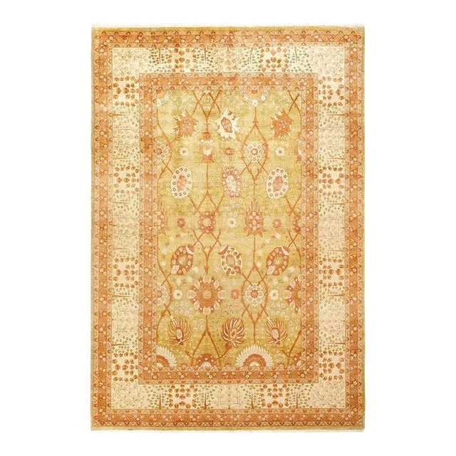 Mogul Collection Hand-Knotted Area Rug - Green 6' 3" x 9' 4" For Sale - Image 4 of 4