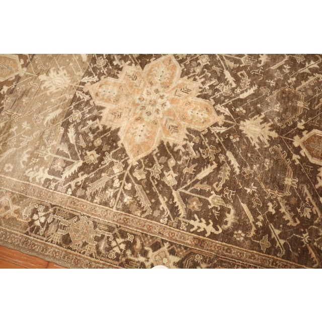 Vintage Zabihi Collection Persian Heriz Brown Gallery Rug - 5'3" x 12'10" For Sale In New York - Image 6 of 12