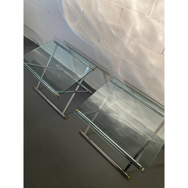 1980s Vintage Glass End Tables With Chrome Base - a Pair For Sale In Cleveland - Image 6 of 13