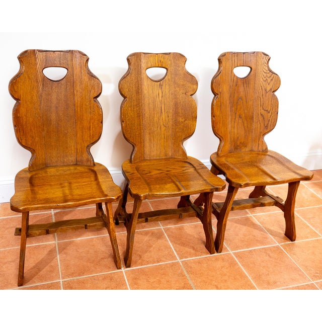 Vintage Belgian Dining Chairs in Oak, 1960s, Set of 6 For Sale - Image 11 of 18