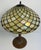 Beige Antique American Tiffany Style Leaded Stained Glass Table Lamp With Amber Jewels For Sale - Image 8 of 11