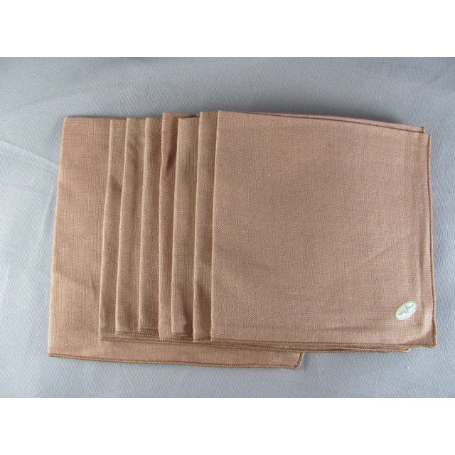 Mid-Century Modern Vintage Irish Linen Terra Cotta Clay Brown Tan Light Mauve Square Cocktail Napkins - Set of 8 For Sale - Image 3 of 4