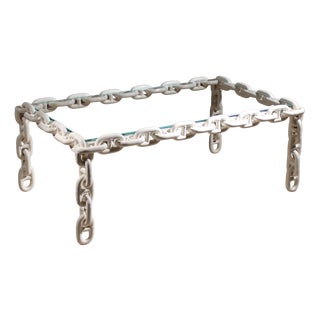 Vintage French Brutalist Chain Link Coffee Table, 1970s For Sale