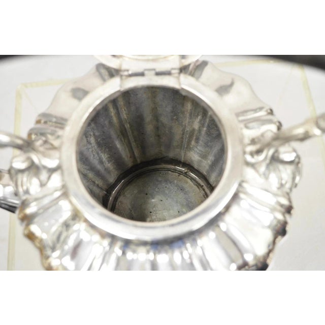 Metal Antique Reed & Barton Silver Plated Victorian Tilting Tea Coffee Pot on Stand For Sale - Image 7 of 12