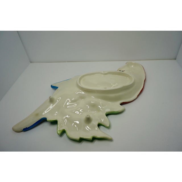 Mid-Century Modern Vintage Hand-Painted Majolica Style Parrot Serving Dish - Tropical Maximalist For Sale - Image 3 of 3
