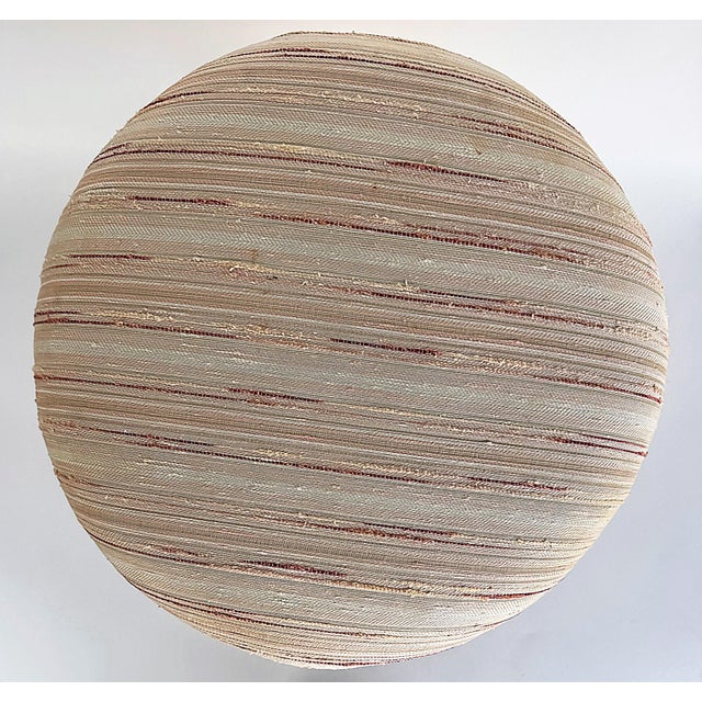 Vintage Boho Upholstered and Cinched Pouf on Casters For Sale In Miami - Image 6 of 7