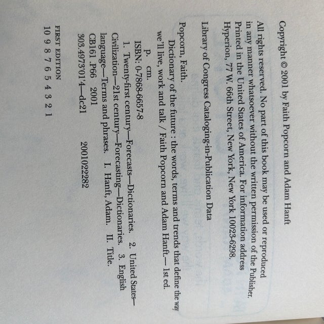 Signed First Edition “Dictionary of the Future” by Faith Popcorn (2001) For Sale - Image 4 of 11