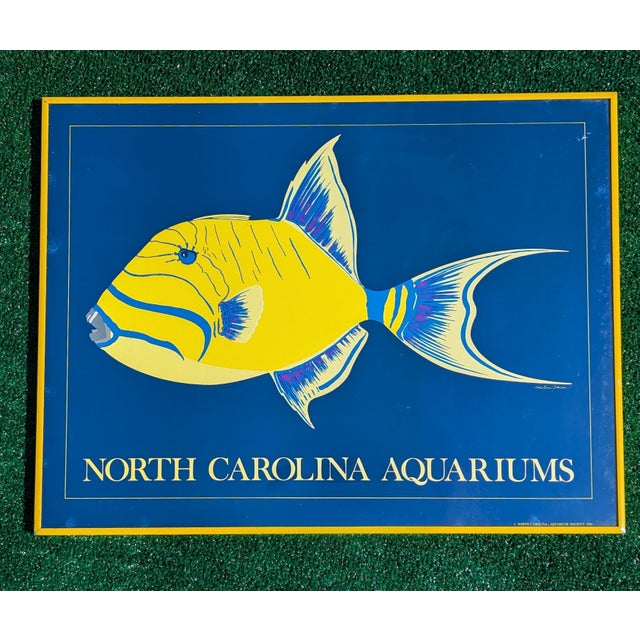 Vintage 1980s Pop Art North Carolina Aquarium Framed Serigraph From the North Carolina Aquarium Society Featuring a...
