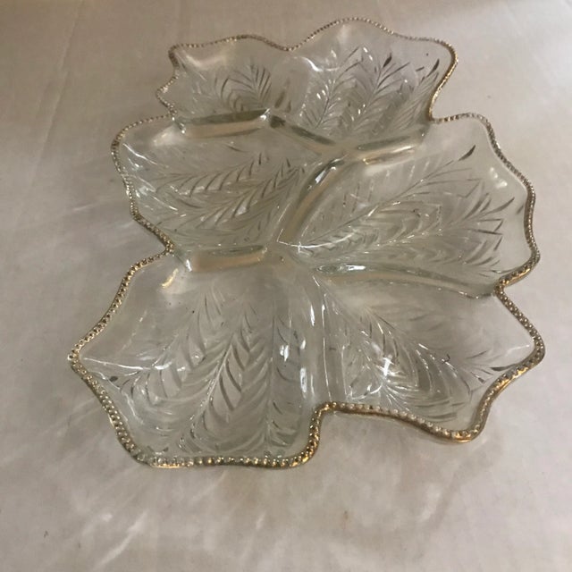 Vintage Large Divided Serving Platter Gilded and Ribbed For Sale - Image 6 of 6