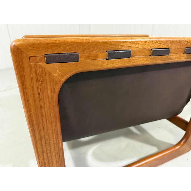 Wood Teak and Leather Magazine Holder from Salin Mobler, 1960s For Sale - Image 7 of 13