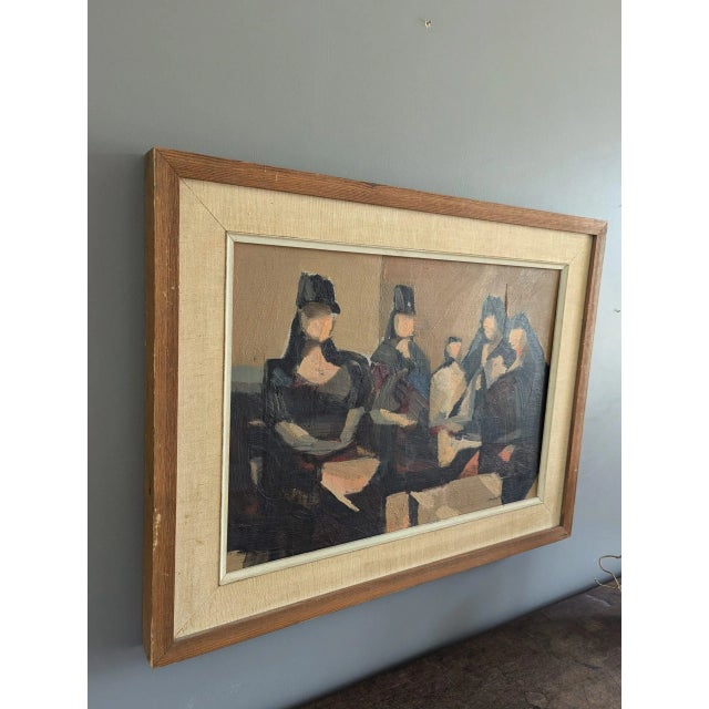 1957 Mid-Century Modern "Senoritas" Vintage Abstract Figurative Oil Painting by Swedish Artist Ivar Morsing, Framed For Sale - Image 4 of 12
