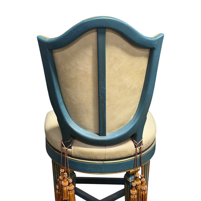 1990s 1 of 3 Tall Charles Pollock for William Switzer Shield Back Swivel Barstool For Sale - Image 5 of 6