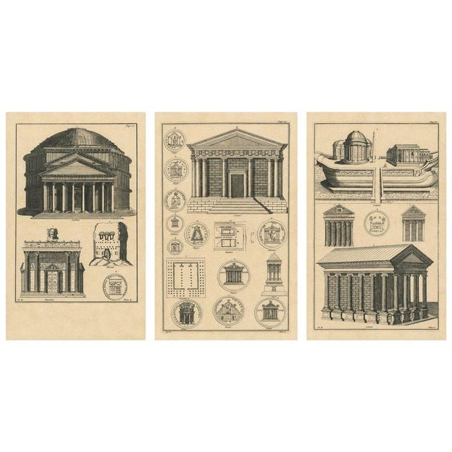 After Montfaucon, Roman Temple Architecture, 1721, Engravings, Set of 3 For Sale - Image 13 of 13