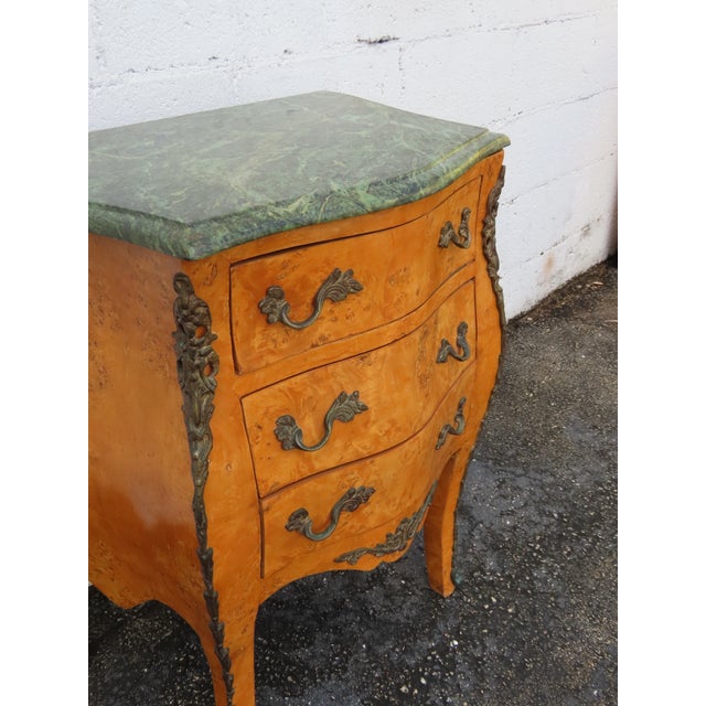 Brown French Marble Top Bombay Serpentine Burlwood Commode Nightstand 6346 For Sale - Image 8 of 16