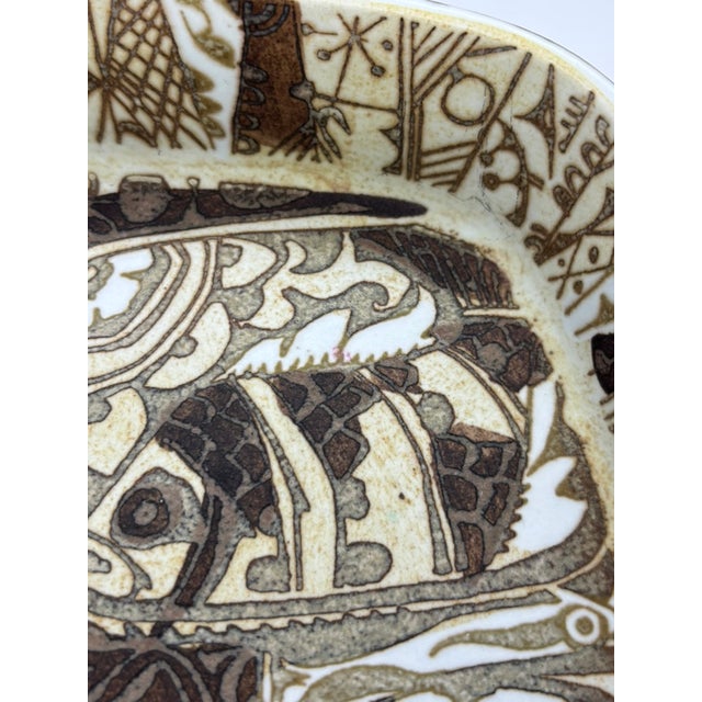 Mid-Century Modern Vintage Nils Thorsson Royal Copenhagen Faience Baca Series Shallow Dish For Sale - Image 3 of 18