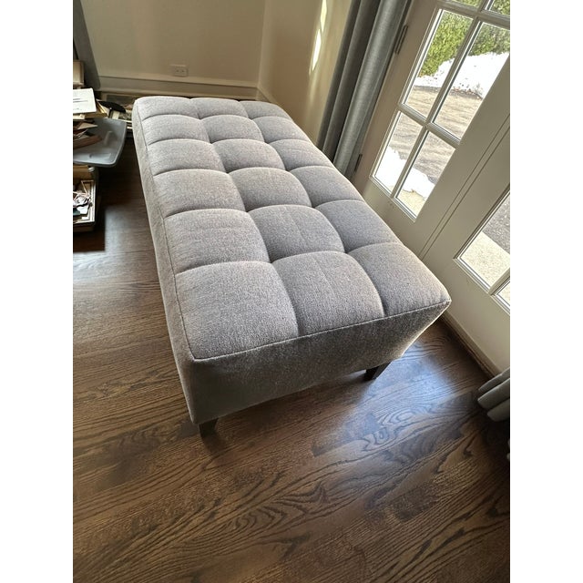21st Century Transitional Tufted Gray Upholstered Ottoman — Designer Showroom Chicago For Sale In Chicago - Image 6 of 12