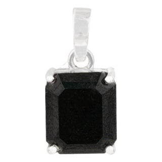 Modernist 2.69ct Emerald-Cut Black Diamond Solitaire Pendant in 14k White Gold For Sale