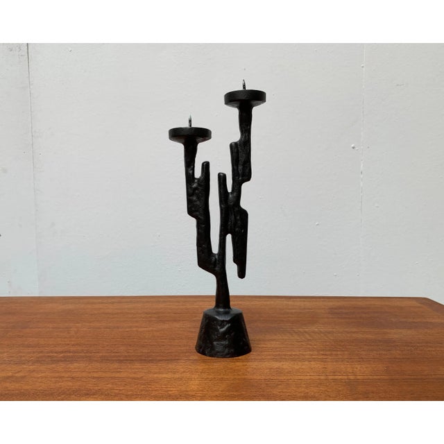 Vintage Brutalist Sculptural Metal Candleholder For Sale - Image 18 of 18