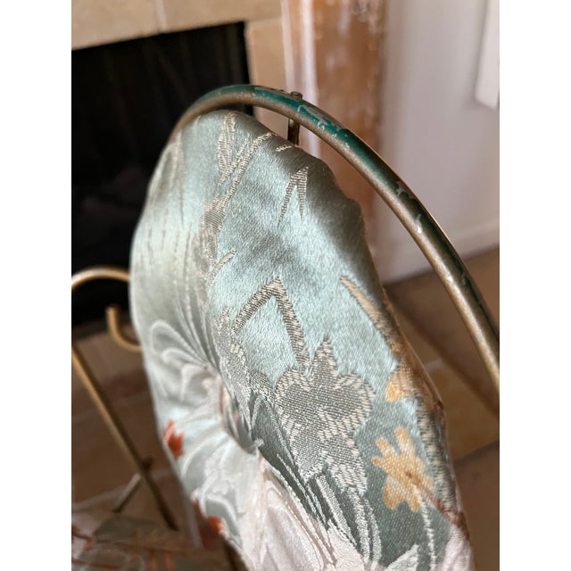 Metal Mid Century Brass Vanity Stool Swivels For Sale - Image 7 of 8