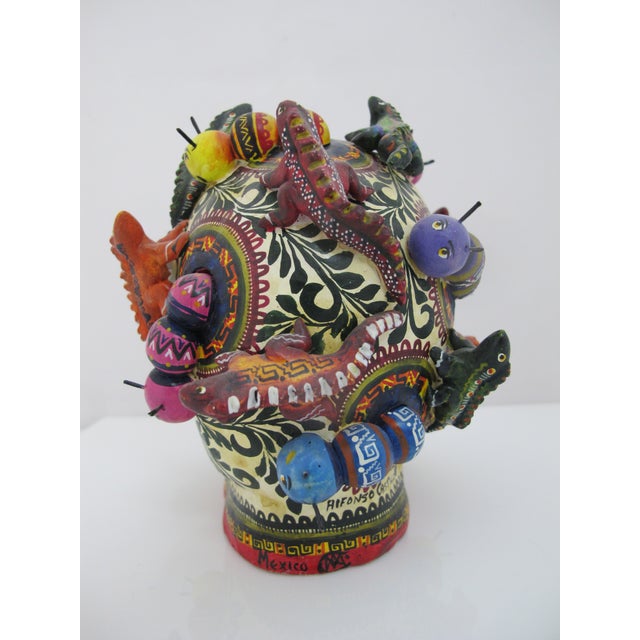 Alfonso Castillo Orta Caterpillars Day of Dead Skull Mexican Folk Art Pottery For Sale - Image 10 of 16