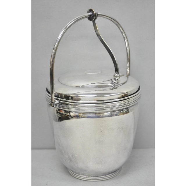 Mid 20th Century Mid Century Modern Sheffield Silver Plated Reticulating Hinge Ice Bucket W Tongs For Sale - Image 14 of 15