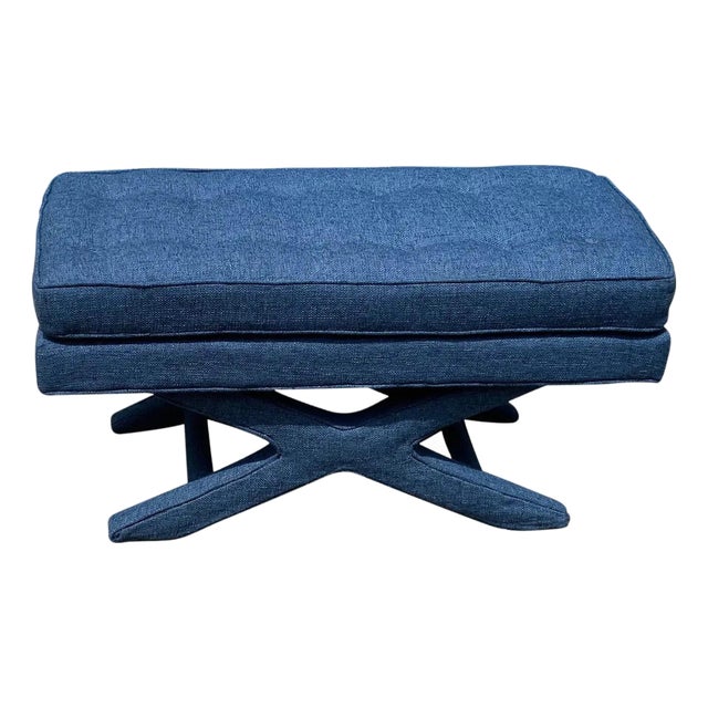 Mid Century Style Upholstered Ottoman For Sale