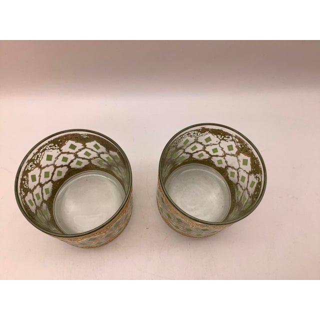 Mid 20th Century Mid 20th Century Culver Valencia 22kt Gold and Green Diamond Cocktail Glass Set of 2 For Sale - Image 5 of 12