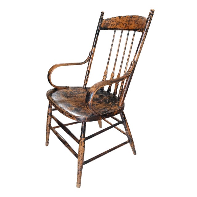 American Antique American Country Windsor Arm Chair For Sale - Image 3 of 3