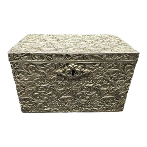 Antique Art Nouveau Kendall & Sons London Silver Repousse Jewelry Table Box 1923