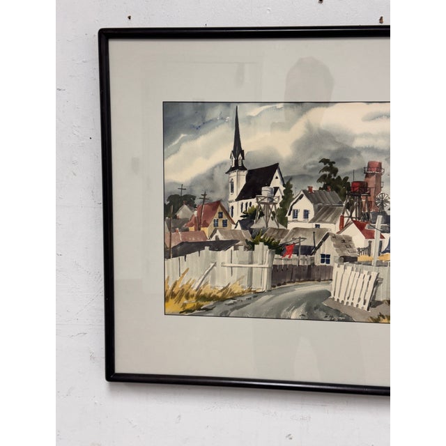 M. B. Pritchard Mendocino Framed Watercolor, Circa 1996 For Sale - Image 9 of 12