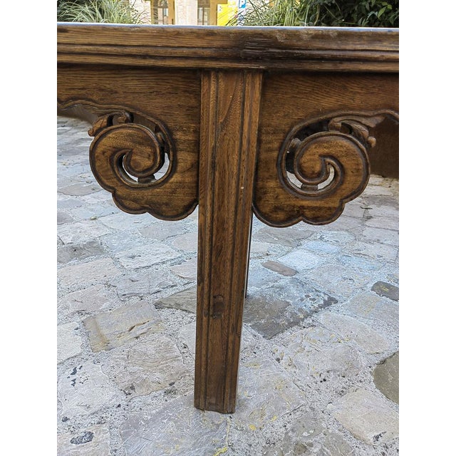 Chinese Bench in Chestnut Wood Built in Interlocking System without Nails, 18th Century For Sale - Image 4 of 18