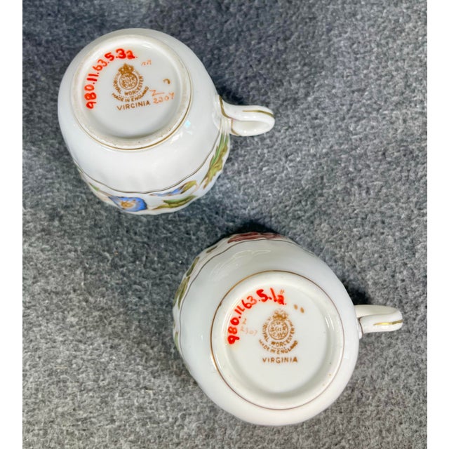 Mid 20th Century Mid 20th Century Royal Worcester Virginia Cup & Saucers Set- 4 Pieces For Sale - Image 5 of 7