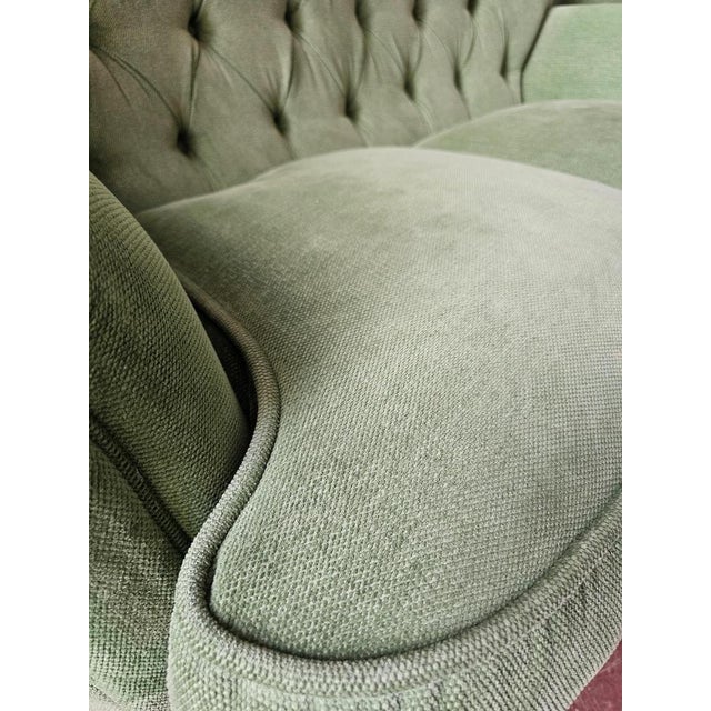 Vintage Chesterfield Style Sofas in Green Fabric, Set of 2 For Sale - Image 5 of 15