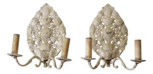 Victorian German Wall Sconces in Cast Brass, 1890, Set of 2