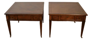 1930s Pair of Brandt English Regency Mahogany Side Tables / End Tables
