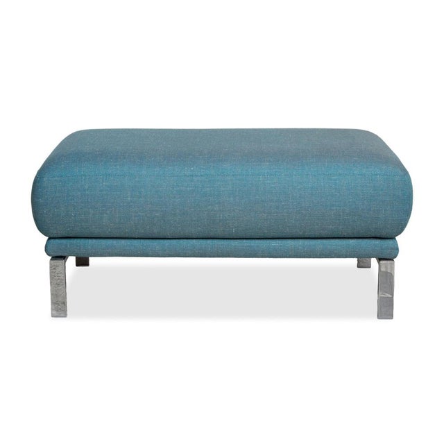 Modern Blue Fabric Stool with Chrome Feet from Rolf Benz For Sale - Image 3 of 6