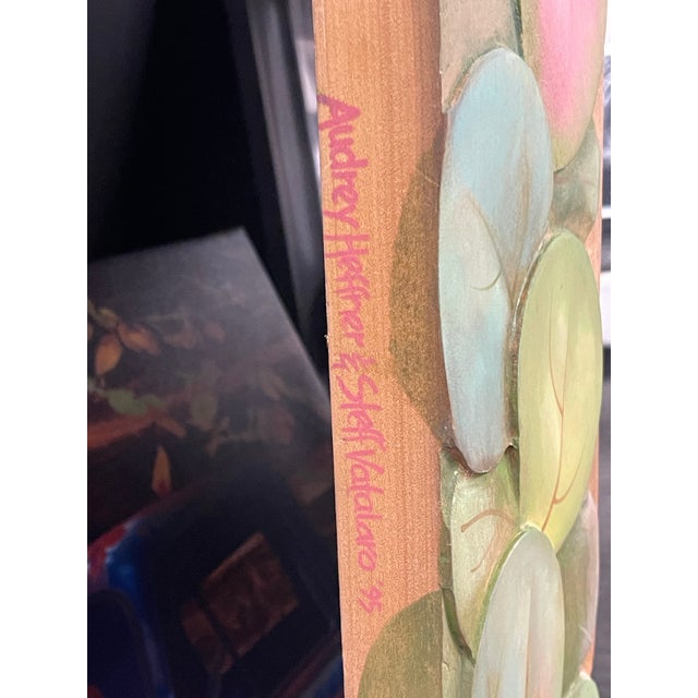 90s Oversized Boho Tropical Leaf Wall Mirror, Hand Carved, Signed Heffner & Vatalaro For Sale - Image 12 of 12