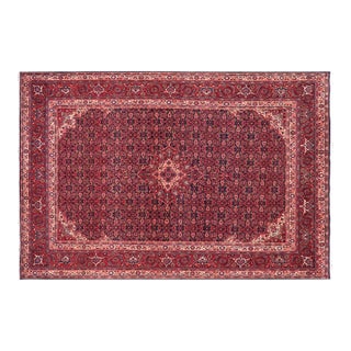 Vintage Hand-Knotted Wool Rug – 6.11 X 10.1 Ft – Blue & Red All-Over Floral Design For Sale