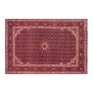 Vintage Hand-Knotted Wool Rug – 6.11 X 10.1 Ft – Blue & Red All-Over Floral Design