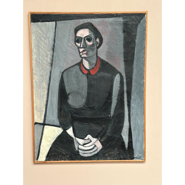 Original swedish oil on canvas – “portrait of mrs. S” by axel ekelund – signed – vintage – 89 × 67 cm (35" × 26.4") an...