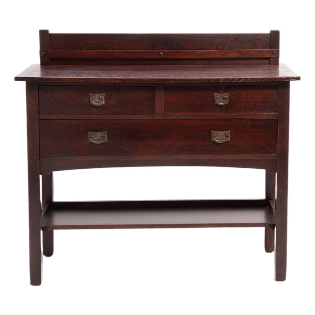 Stickley Brothers Sideboard Server Copper Hardware Mission Oak Art & Crafts Craftsman For Sale