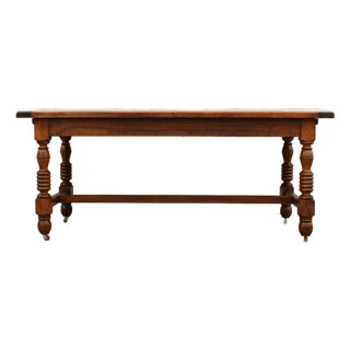 Antique French Provincial Dining Table by Camard | Solid Walnut Farmhouse Table | Made in France, 1940s For Sale