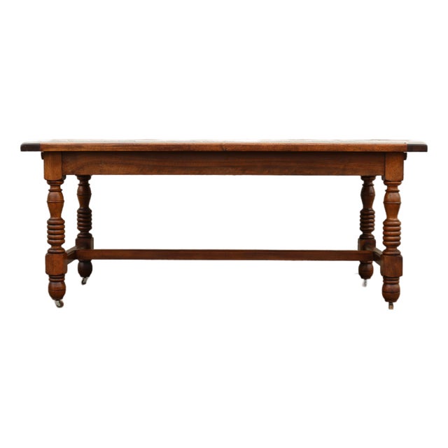 Antique French Provincial Dining Table by Camard | Solid Walnut Farmhouse Table | Made in France, 1940s For Sale