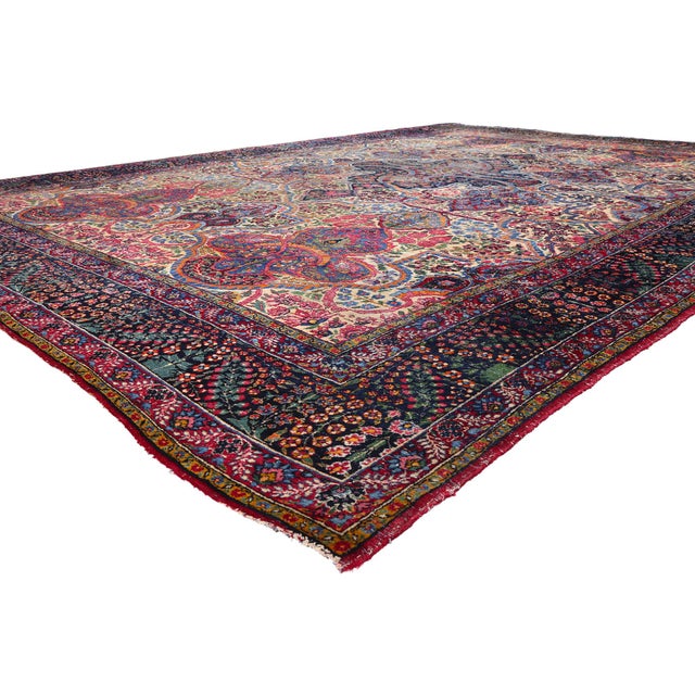 79693 Antique Persian Yazd Rug, 11'11 x 17'04. The Paradise Garden: An Antique Persian Yazd Masterpiece of Timeless...