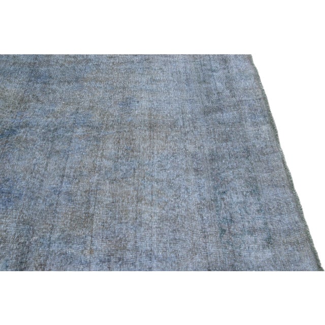 Blue Vintage Persian Overdyed Handmade Medallion Blue Wool Rug For Sale - Image 8 of 11