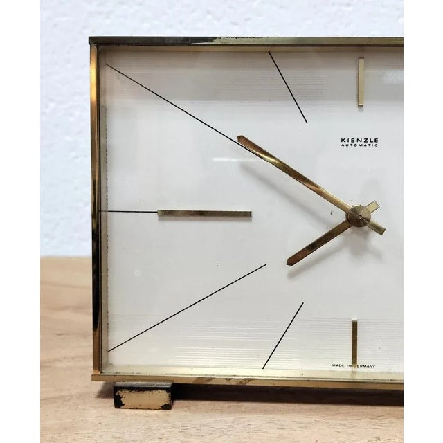 Hollywood Regency Brass Table Clock attributed to Kienzle, Germany, 1960s For Sale - Image 6 of 10