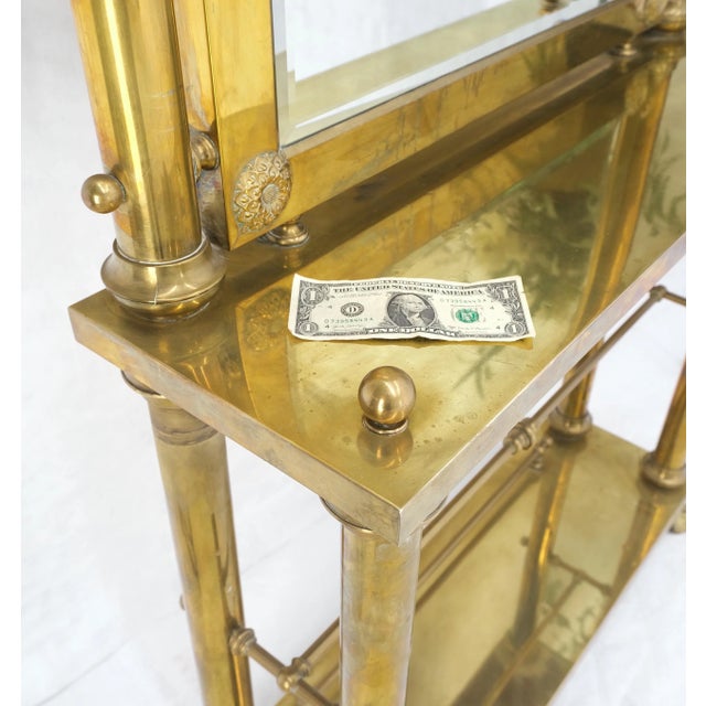 Solid Brass Entryway Hall Tree Mirror Coat Rack Console Table Claw Feet For Sale - Image 12 of 12